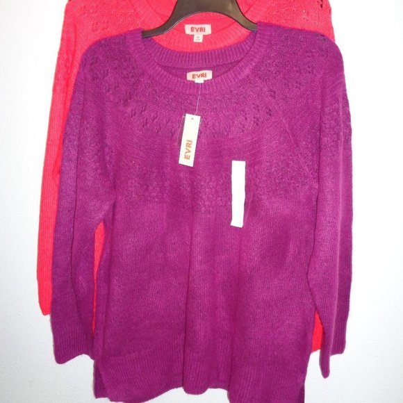 Evri Plus Size Crewneck Pointelle Sweaters Size 1X NWT Bundle of 2 - Picture 7 of 11